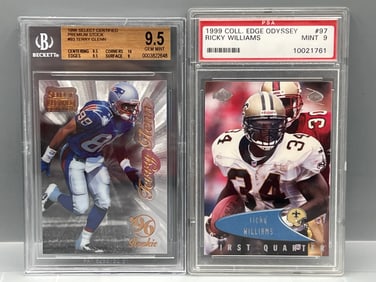 1996 Select Certified Terry Glenn Premium Stock RC #93 BGS Gem Mint 9.5 & 1999 Coll. Edge Odyssey
