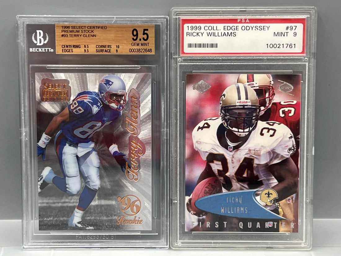 1996 Select Certified Terry Glenn Premium Stock RC #93 BGS Gem Mint 9.5 & 1999 Coll. Edge Odyssey (1 of 2)