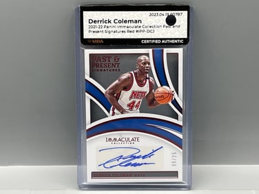 2021-22 Panini Immaculate Collection Derrick Coleman Past & Present Red Auto #/25 - MBA Authentic