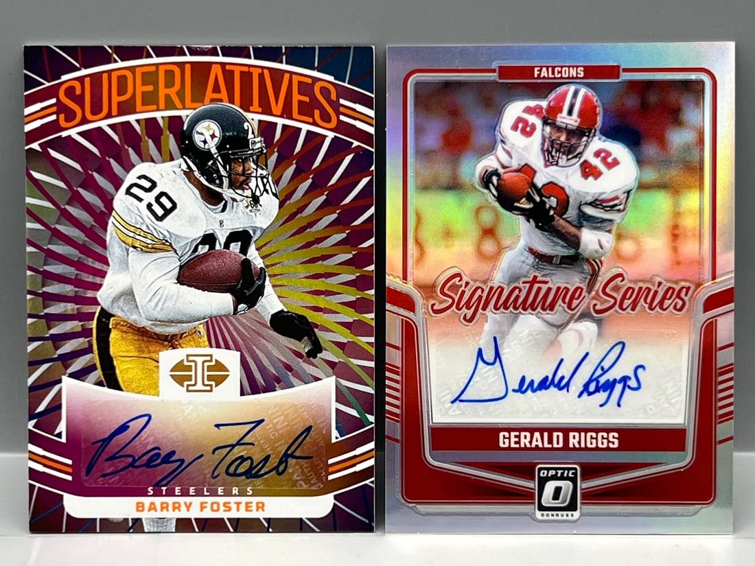 2024 Panini Illusions Barry Foster Superlatives Auto & 2024 Panini Donruss Optic Gerald Riggs Holo (1 of 2)