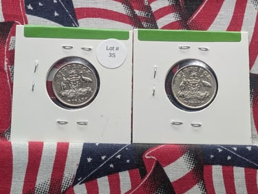 Australia 1939 & 1943 Sixpence, 92.5% Silver