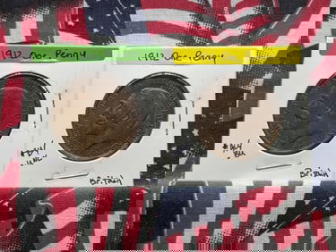 Two 1912 One Penny Coins, K. George V