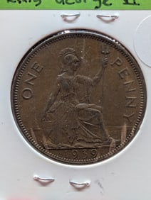 1935, 1936 K. George V, Great Britain One Penny Coins & 1937, 1939, 1940 K. George VI, Great Britain