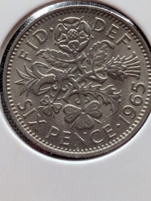 1953, 1959, 1960, 1965 Great Britain Sixpence Coins