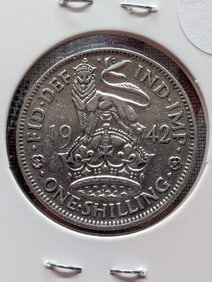 1942 Great Britain One Shilling, 50% Silver