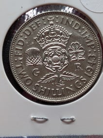 1943 Great Britain 2 Shillings, 50% Silver