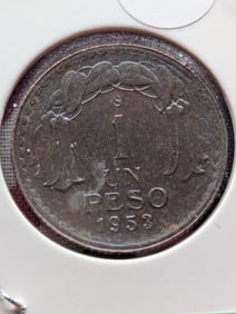 1953-So Chile One Peso, 90% Silver