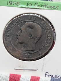 1855 France 10 Centimes, Napolean III Empereur