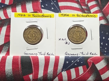 German Coins-1931A & 1935A-10 Reichspfennig
