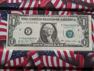 1977 US One Dollar Federal Reserve Note - Extremely Off-Center