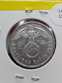 1938E 2 Reichsmark, **BU, 62.5% Silver