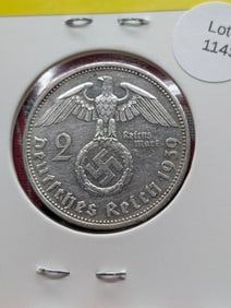 1939A 2 Reichsmark 62.5% Silver