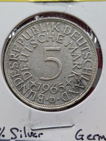 1965D German 5 Mark 62.5% Silver