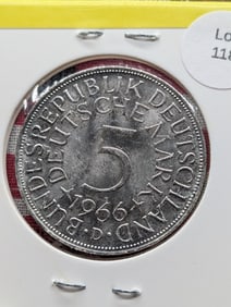 1966D German 5 Mark 62.5% Silver