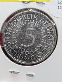 1966G German 5 Mark 62.5% Silver