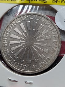 1972J German 10 Mark, Summer Olympics Spiral 62.5% Silver