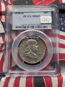 1958-D Franklin Half Dollar PCGS MS65