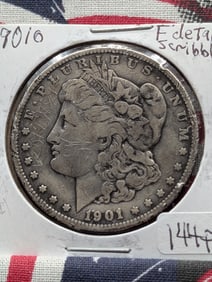 1901-O Morgan Dollar w/Words Scratched On Obverse