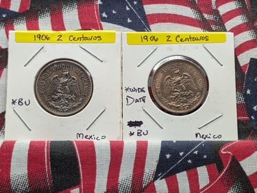 1906 2 Centavos, "Mo", Narrow Date,1906 2 Centavos, "Mo", Wide Date