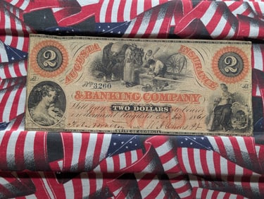 1861 Civil War Currency. Augusta, GA Insurance and Banking Co $2.
