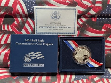 2008-S Bald Eagle Commemorative Proof Clad Half Dollar In OGP With COA