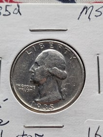 1935-D Washington Quarter - Semi Key Date - 905 Silver