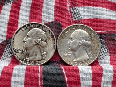 1963-D & 1964-D Washington Quarters - Both 90% Silver