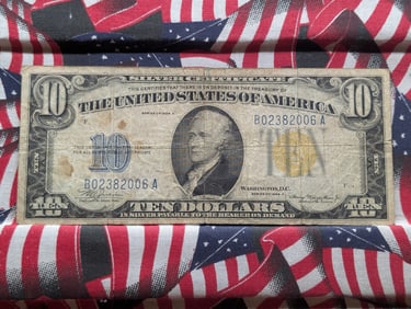 1934 A $10 Silver Certificate w/Yellow Seal. Emergency Currency Issued for North Africa. No Holes.