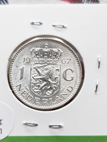 1967 Netherlands One Gulden 72% Silver