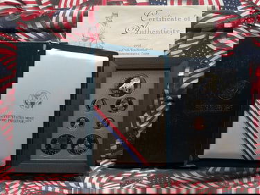 1995-S U.S. Prestige Set In OGP With COA, 90% Silver Dollar, 2 Clad Half Dollars