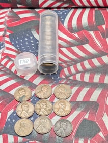 Roll of Fifty 1930s - 1950s Lincoln Wheat Cents