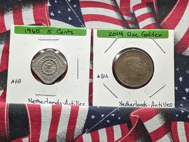 Netherlands Antilles 1965 5 Cents & 2014 One Gulden