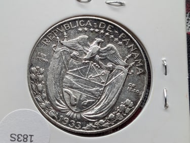 1933 Panama Half Balboa 90% Silver