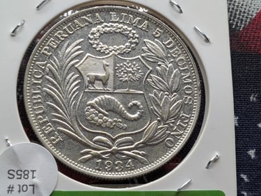 1934 Peru One Sol 50% Silver