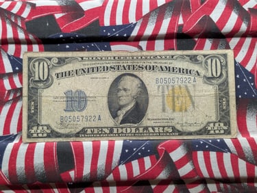 1934 A $10 Silver Certificate w/Yellow Seal North African