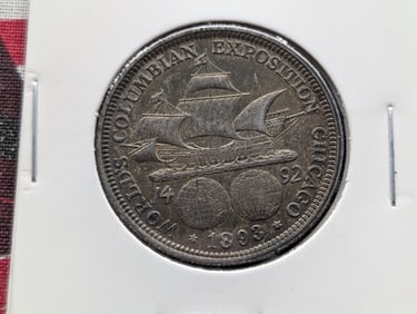 1893 U.S. Columbian Exposition Commemorative Half Dollar, 90% Silver