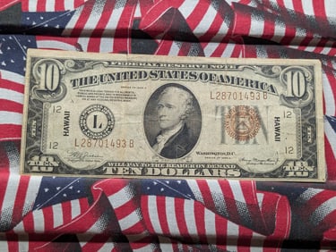 1934 A $10 Silver Certificate w/Brown Seal Hawaii