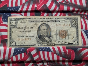 1929 $50 National Currency Federal Reserve Note w/Brown Seal Minneapolis