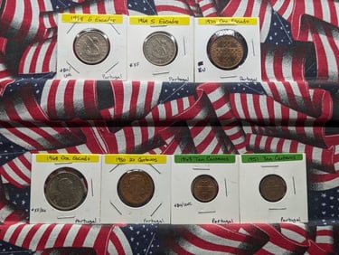 7 Portugal Coins-1951, 1963, 10 Centavos, 1930 20 Centavos, 1968 & 1970 One Escudo, 1964 & 1968 5