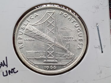 1966 Portugal 20 Escudos, , 65% Silver
