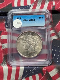 1925 Peace Dollar. Slabbed by ICG as MS 63.