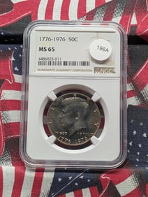 1976 Bicentennial Kennedy Half Dollar. Slabbed by NGC as MS 65.