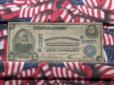 1902 $5 National Currency First and Old Detroit NB