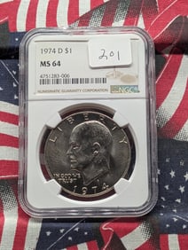 1974-D Ike Dollar. Slabbed by NGC as MS 64.