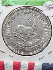 1948 South Africa 5 Shillings, 80% Silver
