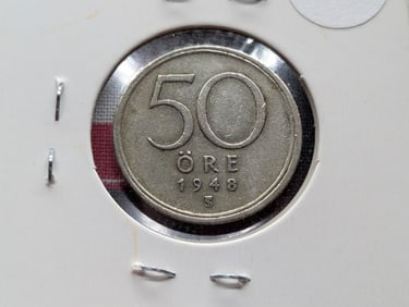 1948 Sweden 50 Ore, 40% Silver