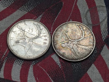 1940 & 1968 Canada Quarters - 1940 is 80% Silver & 1968 is 50% Silver - 1968 Is Scratched