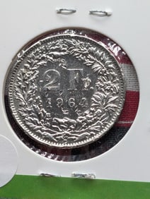 1964-B Switzerland 2 Franc, 83.5% Silver