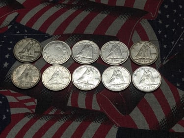 1-Bag Canadian 10 Cents (10), Assorted Dates, all 80% Silver