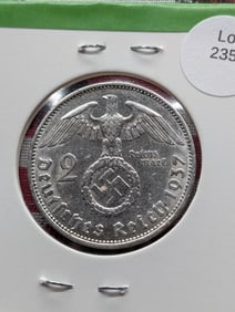 1937A 2 Reichsmark 62.5% Silver
